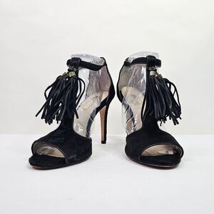 louise et cie lo-tage black tassel calfhair sandals